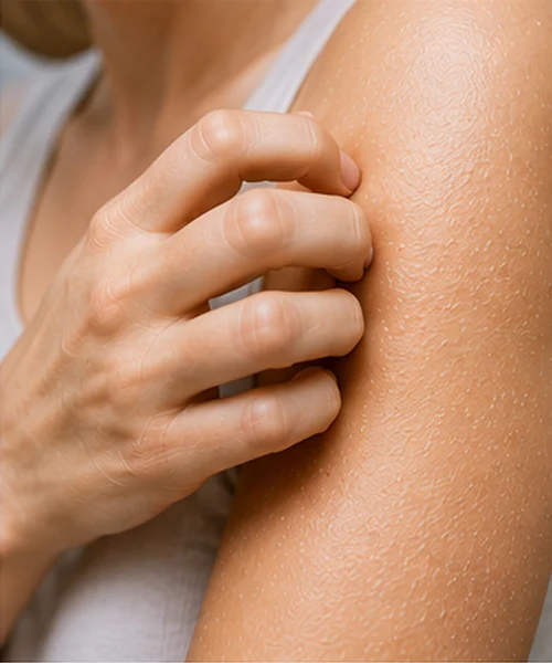 Dry skin and hair after showering